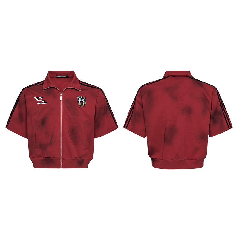 6227240395112,6227240395113,6227240395114,6227240395115, Embroidered Short Sleeve Stand Collar Jacket