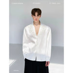 Embroidered Stand Collar Brocade Dress Shirt 1