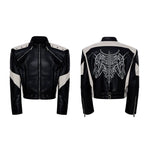 6026747948285,6026747948286,6026747948287,6026747948288, Embroidered Stand Collar Motorcycle Leather Jacket