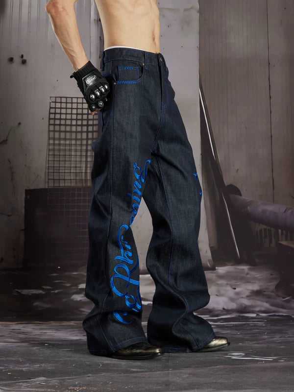 Embroidered Star Straight Leg Denim Jeans 2