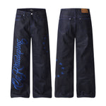 6265490395565,6265490395566,6265490395567,6265490395568, Embroidered Star Straight Leg Denim Jeans