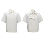 6252633119363,6252633119364,6252633119365,6252633119366, Embroidered Striped Asymmetrical Short-Sleeve Shirt