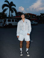 Embroidered Striped Long-Sleeve Button-Down Shirt 2