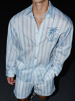 Embroidered Striped Long-Sleeve Button-Down Shirt 3