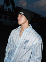 Embroidered Striped Long-Sleeve Button-Down Shirt 5
