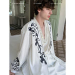 Embroidered V-Neck Loose Fit Shirt 1