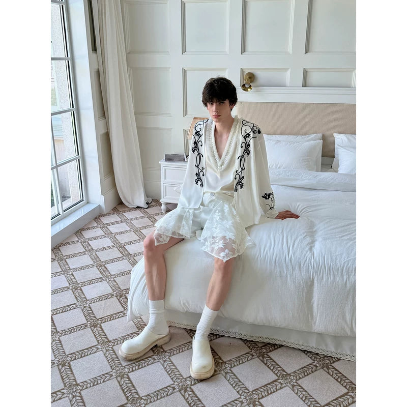 Embroidered V-Neck Loose Fit Shirt 3