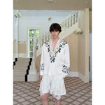 Embroidered V-Neck Loose Fit Shirt 5
