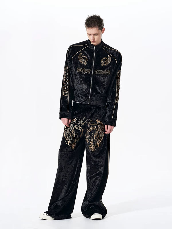 Embroidered Velvet Stand Collar Jacket 2
