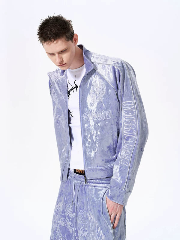 Embroidered Velvet Stand Collar Jacket 3