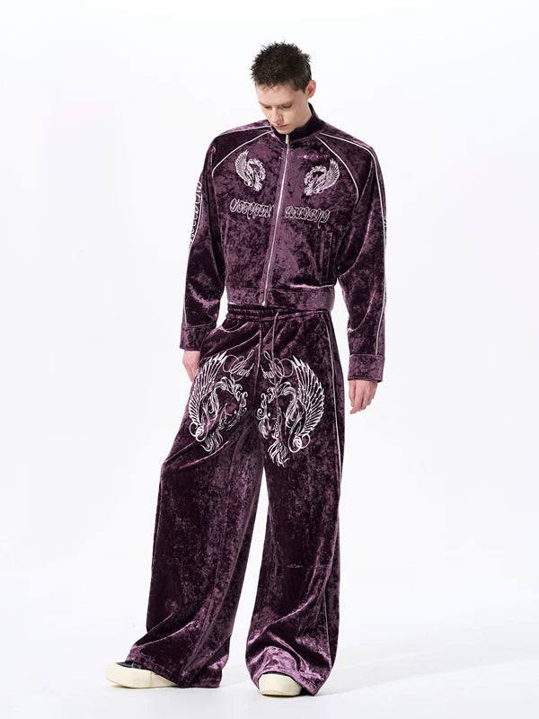Embroidered Velvet Stand Collar Jacket 4