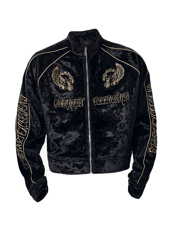 Embroidered Velvet Stand Collar Jacket 5