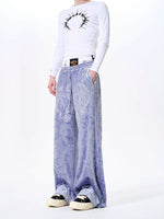 Embroidered Velvet Wide-Leg Sweatpants 2