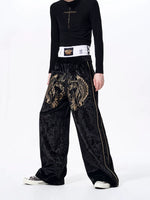 Embroidered Velvet Wide-Leg Sweatpants 3