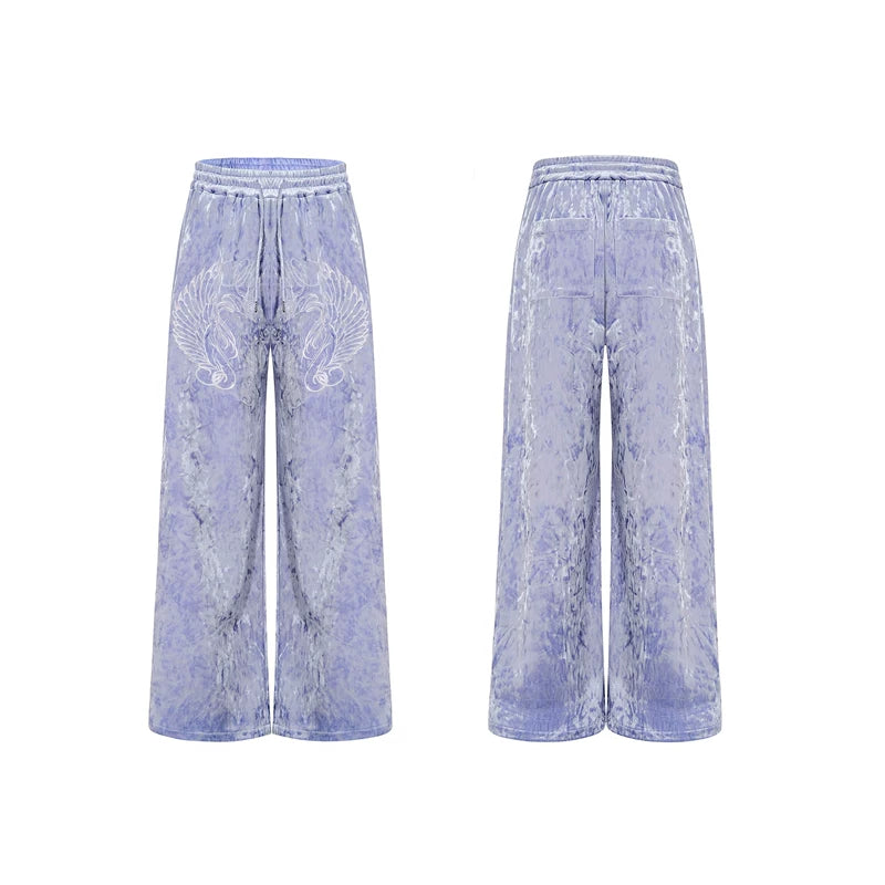 6026163812736,6026163812737,6026163812738,6026163812739, Embroidered Velvet Wide-Leg Sweatpants
