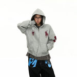 6197663718366,6197663718367,6197663718368,6197663718369, Embroidered War Horse Boxy Zip Hoodie