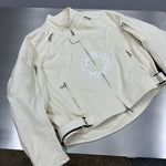 Embroidered Washed Denim Motorcycle Riding Jacket 4