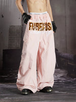 Embroidered Wide Leg Cargo Pants 1
