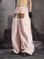 Embroidered Wide Leg Cargo Pants 3