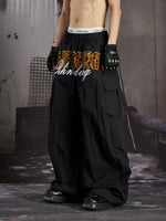 Embroidered Wide Leg Cargo Pants 5