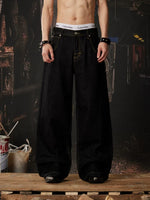 Embroidered Wide Leg Deconstructed Denim Pants 2