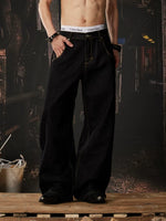 Embroidered Wide Leg Deconstructed Denim Pants 5