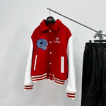 Embroidered Wool and Leather Varsity Jacket 2