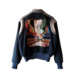 Embroidered Wool Cashmere Patchwork Baseball Jacket 1