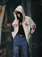 Embroidered Zip-Up Hooded Sweatshirt Jacket 3