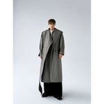 Extra Long Double-Breasted Shawl Collar Coat 2
