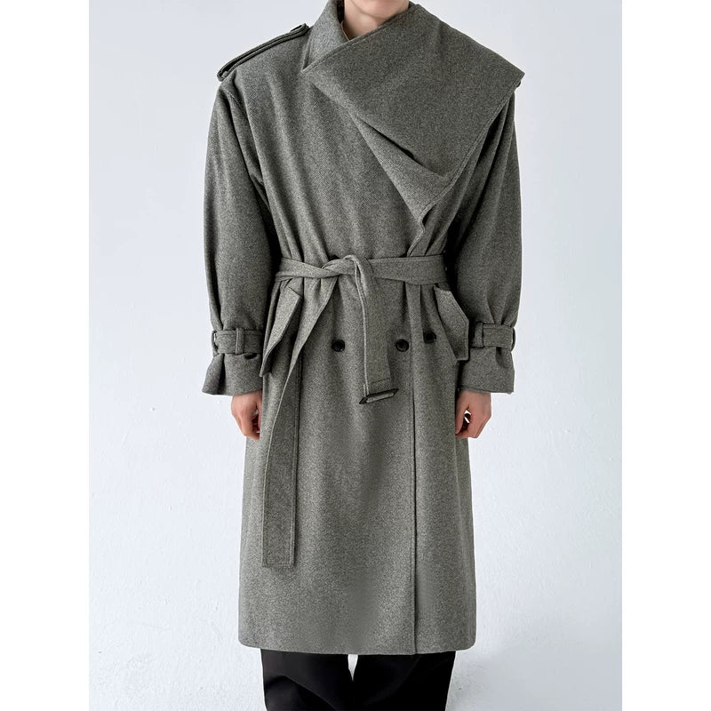 Extra Long Double-Breasted Shawl Collar Coat 3