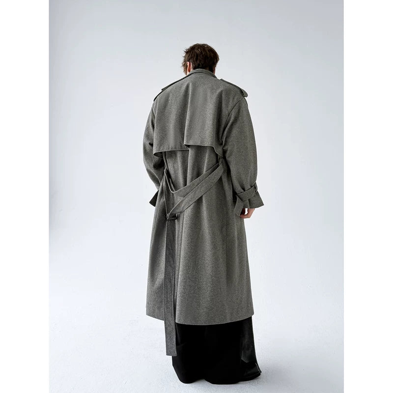Extra Long Double-Breasted Shawl Collar Coat 5