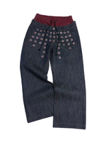 Eyelet Detail Double Waistband Denim Pants 1