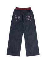 Eyelet Detail Double Waistband Denim Pants 2