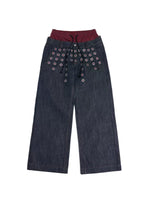 6254695138863,6254695138864,6254695138865,6254695138866, Eyelet Detail Double Waistband Denim Pants