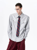 Faux Acetate Straight Shoulder Shirt 2