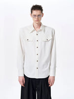 Faux Acetate Straight Shoulder Shirt 4