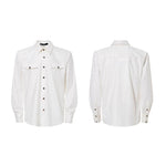 6027785069121,6027785069122,6027785069123,6027785069124, Faux Acetate Straight Shoulder Shirt
