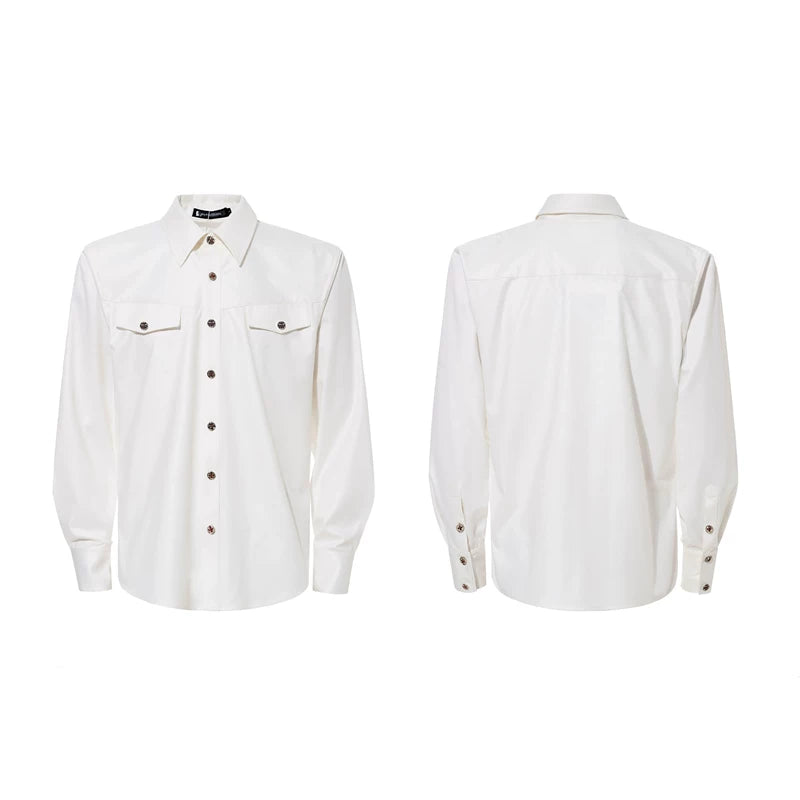6027785069121,6027785069122,6027785069123,6027785069124, Faux Acetate Straight Shoulder Shirt