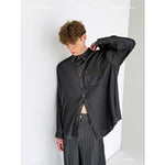 Faux Denim Leather Shirt and Pants Set 1