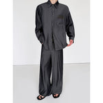 Faux Denim Leather Shirt and Pants Set 3