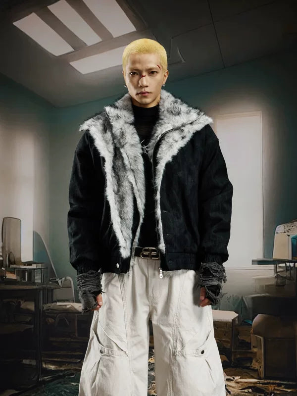6116727758646,6116727758647,6116727758648,6116727758649,5971964152724, Faux Fur Collar Heavy-Duty Short Jacket