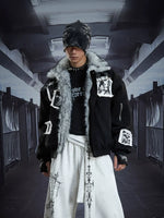 Faux Fur Collar Patchwork Zip Cotton Jacket 1
