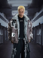 Faux Fur Collar Patchwork Zip Cotton Jacket 2