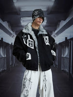 5985520264789,5985520264790,5985520264791, Faux Fur Collar Patchwork Zip Cotton Jacket
