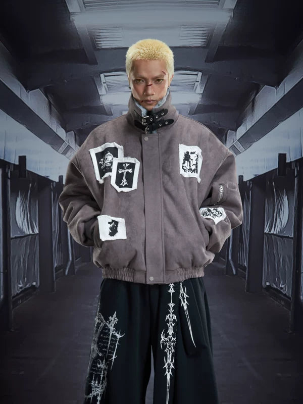 5985520264792,5985520264793,5985520264794, Faux Fur Collar Patchwork Zip Cotton Jacket