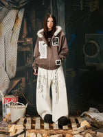 Faux Fur Collar Patchwork Zip-Up Hoodie 5