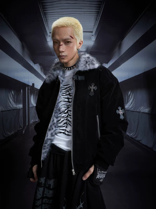 Faux Fur Collar Zipper Padded Jacket 3