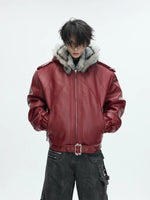 Faux Fur Hooded Leather Jacket 2