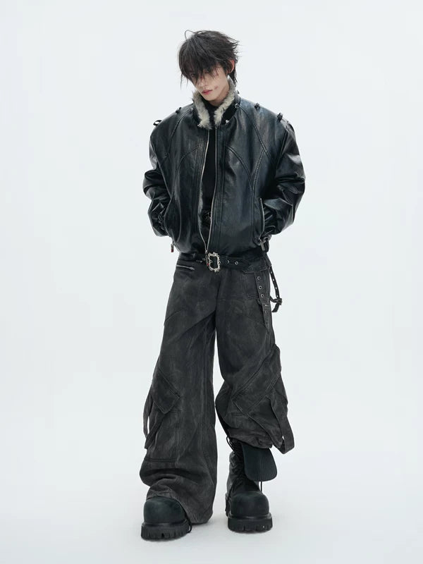 Faux Fur Hooded Leather Jacket 3